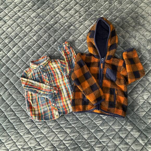 Boys bundle of flannel shirt and fleece size 18M carters and other fall winter - Picture 1 of 5